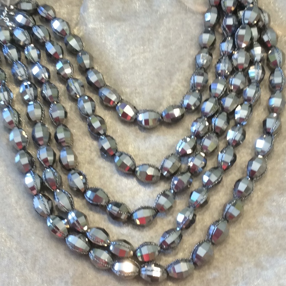 Chico’s Peyton Multi-Strand Silver/Grey Bead Stat… - image 6